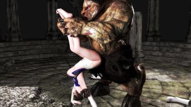 Moca, the busty elf, faces off against a massive minotaur in this action-packed adventure!