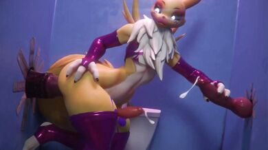 Watch Renamon in the bathroom getting naughty with herself