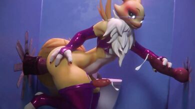 Watch Renamon in the bathroom getting naughty with herself