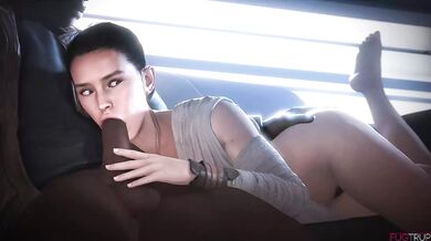 Best friends with benefits: Rey gives a blowjob to her friend