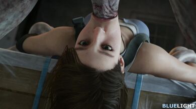 Jill Valentine and Nemesis engage in a hot and steamy lesbian threesome with a mysterious blue entity