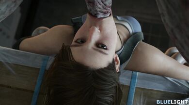 Jill Valentine and Nemesis engage in a hot and steamy lesbian threesome with a mysterious blue entity