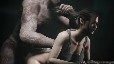 Claire Redfield gets raped by the Regenerator in this hardcore hentai video