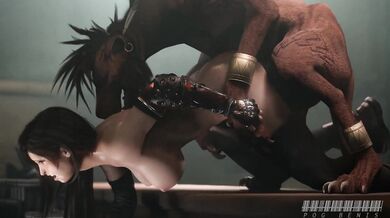 Watch as Tifa Lockhart and Red XIII have a passionate encounter in the shower while POG (a cute, small creature) watches from afar