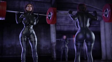 Watch hot MILF Black Widow doing her intense workout in the park, with a sexy and slutty attitude