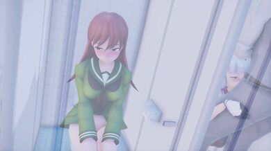 Watching a horny Asian guy getting blown in the public bathroom, with voyeurs hiding behind the stalls to catch a glimpse of his naughtiness