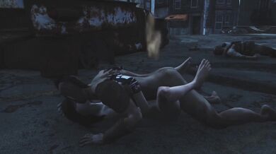 Tifa gets knocked out by Boss Raider