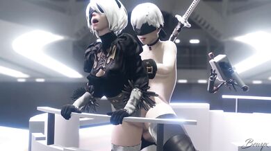 A group of heroes, Yorha, battle against an elevator possessed by a dark entity named Bewyx in this intense hentai PORN video