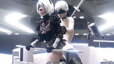 A group of heroes, Yorha, battle against an elevator possessed by a dark entity named Bewyx in this intense hentai PORN video