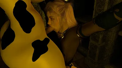 Adventure of Lina and Amara, Futa Facefuck in the Dungeon
