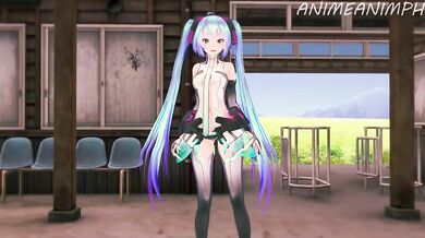 Miku Hatsune Gets Fucked on a Colorful Stage!