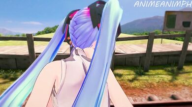 Miku Hatsune Gets Fucked on a Colorful Stage!