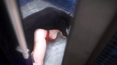 A young woman gets caught masturbating in public restroom and is caught by a group of men who decide to have some fun with her in the open space