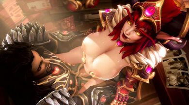 Watch as the fire-breathing dragoness Alexstrasza rides her massive penis in a fiery inferno of passion and pleasure!