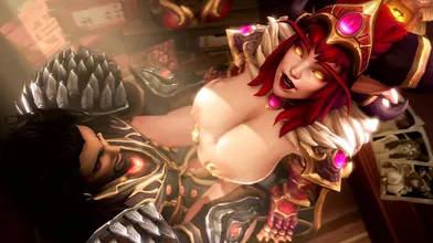 Watch as the fire-breathing dragoness Alexstrasza rides her massive penis in a fiery inferno of passion and pleasure!