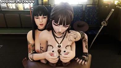 Phaedra and Charlotte help you cum with a titty fuck