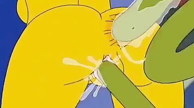 One night stand with an extraterrestrial: Marge Simpson gets naked and fucked