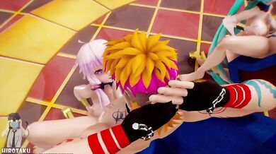 Deepthroat Delight - Hatsune Miku, Gumi Megpoid and Yuzuki Yukari Get Down for a Blow Job Orgy