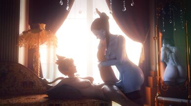 Watch as Widow and Tracer, both female futas, engage in a steamy lesbian 4K porn video!