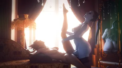 Watch as Widow and Tracer, both female futas, engage in a steamy lesbian 4K porn video!