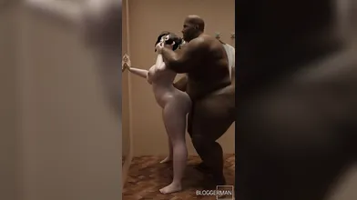 A large-breasted woman with a curvaceous figure seduces her man, pleasuring him in every way she can think of