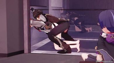 Watch the action unfold as two strangers explore each other in a crowded elevator