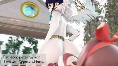 Male-to-Female Transgendered Futanari Futa Amber Takes Femboy Venti in Anal Creampie