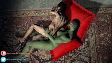 Watch this full-length futa porn video where an orcish maiden rides a human cock with her massive futanari ass