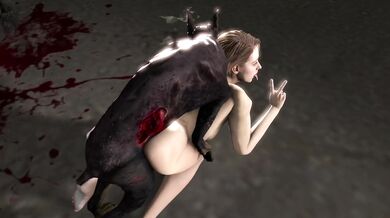 The zombified doggo and Jill become one in a steamy, passionate encounter amidst the chaos of a post-apocalyptic world