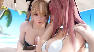 The Tempting Twins: Honoka and Marie Roses Titty Fuck Fantasy Fulfilled by LazyProcrastinator