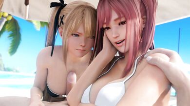 The Tempting Twins: Honoka and Marie Roses Titty Fuck Fantasy Fulfilled by LazyProcrastinator