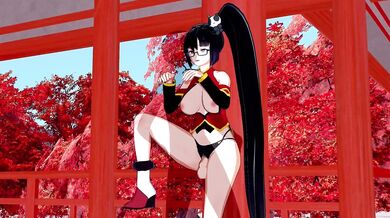 Sexy Litchi Faye Ling takes POV in BlazBlue XXX parody with her sexy body and tight pussy, watch as she gets fucked by two big dicks at the same time!