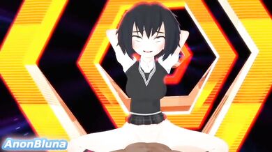 "The Exotic Encounter of Peni Parker and Anonbluna in the Mystical Landscape"