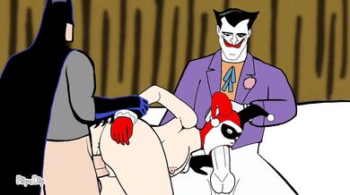The clown and the mouse were getting fucked by Harley in a threesome hentai porno scene.