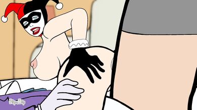 The clown and the mouse were getting fucked by Harley in a threesome hentai porno scene.