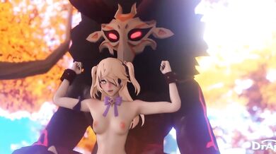 'Mega Breasts Bounce in the Ocean - Genshin Impact Fish Licking x Mitacurl'