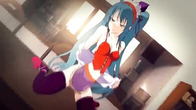 Hentai Porn: Miku and HMV Pitbull Terriers in the Bedroom