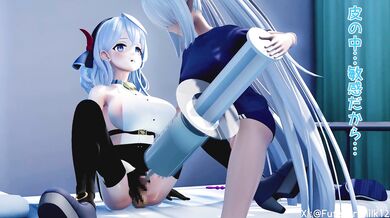 'A futa girl is for*ced to undergo an embarrassing medical examination in two parts.'