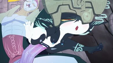 "Midna and X, two powerful entities from the Legend of Zelda series, engage in a steamy intergalactic orgy with the malevolent Lord Zant."