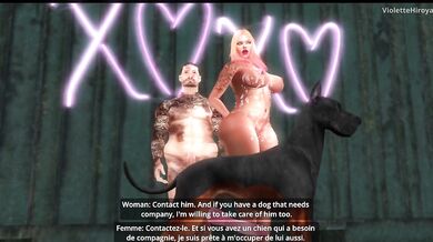 'The naughty slut gets fucked by multiple canines in front of a throng of voyeurs'