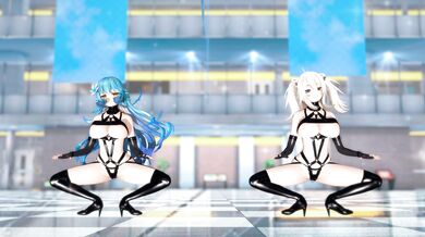 'The Anaconda, Yukihana and Shishiro Botan fuck in front of a mirror while being filmed by their director!'