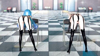 'The Anaconda, Yukihana and Shishiro Botan fuck in front of a mirror while being filmed by their director!'