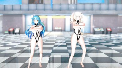 'The Anaconda, Yukihana and Shishiro Botan fuck in front of a mirror while being filmed by their director!'