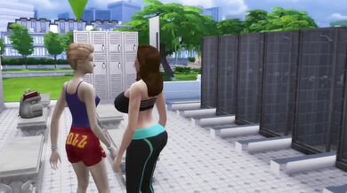 'Two hot Futanari women have a steamy workout at the gym, leading to an intense lesbian fuck session.'
