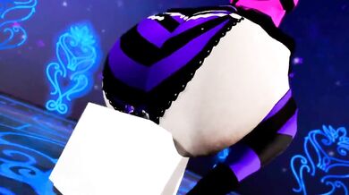 'Jinx, the voluptuous demon, demolishes Raven with her sexy curves and round ass in an explosive hentai video.'