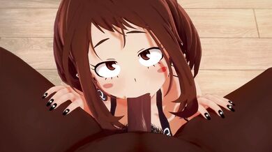 The hottie Ochako and Uraraka are sucking on the BBC like there’s no tomorrow!