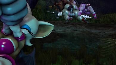 Watch the werewolf tangle with the Futa Rouge while she fights back, until he finally overpowers her and ravages her tight pussy.