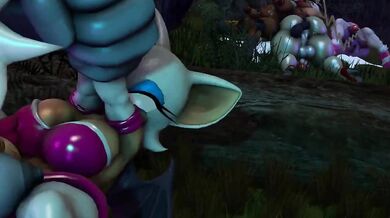 Watch the werewolf tangle with the Futa Rouge while she fights back, until he finally overpowers her and ravages her tight pussy.