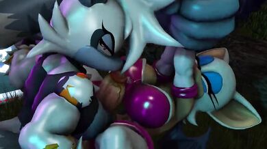 Watch the werewolf tangle with the Futa Rouge while she fights back, until he finally overpowers her and ravages her tight pussy.