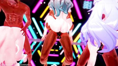 March Shadows group up in some wild sex while Caelus watches on, getting off to the action.